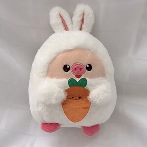 Adorable White Kawaii Plush Pig in Bunny Outfit - Toy Gift Stuffie - All Ages